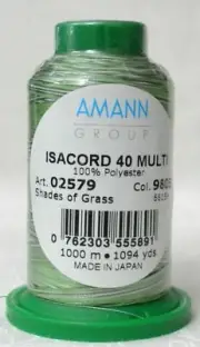 ISACORD 40, Universal Machine Embroidery Thread, 1000m, Colour 9805 Variegated