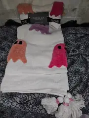 Rachel Zoe Colorful Ghost Throw Blanket TikTok Viral Halloween Tassels NWT HTF