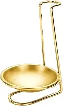 1 Piece Stainless Steel Spoon Rest Holder with Bowl Spoon Rack Standing Spoon Rest Vertical Spoon Rest Soup Ladle Holder Ladle Rest for Kitchen Counter, Gold