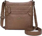 [angel kiss] Crossbody Purses for Women, Zipper Pocket and Adjustable Strap, Retro Vegan Leather Women's Shoulder Handbags