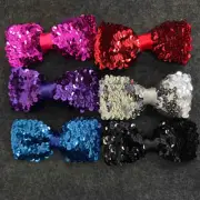 6 Pcs Glitter Bow Hair Clips Large 5" Sparkly Sequins Bow Hairpin Ribbon Girls