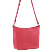 Milleni Women's Nappa Leather Shoulder Crossbody Bag 22.5x20.5cm Pink