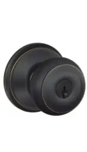 Keyed Entry Panic Proof Door Knob Lock Set Schlage F51-GEO- Bronze NEW Georgian