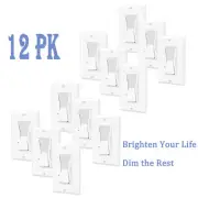 Dimmer Light Switch 3 Way 15A 112V for CFL 600W LED 150W with Plate Cover 12PK