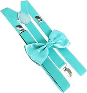 [saqulopr] Men's Suspenders and Bow Tie Set Adjustable Y Back Groomsmen Suspenders Tie Set
