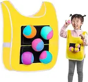 Vest with Stick Ball for Children, Game with Dodgeball Vest, Ball Throwing Game with 5 Balls and 1 Vest, Playground Games, Parent-Child Interaction Props for