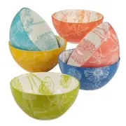 Botanical 28.75 Fl. Oz. Multi-Colored Porcelain Bowl (Set of 6)