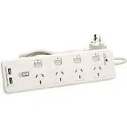 HPM 4 Way Surge Powerboard Dual USB Charging 4.2A Switched 14W17