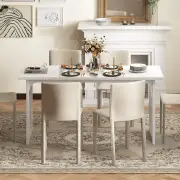 CostwayDining Table for 6-8 People with Heavy Duty Metal Legs-White