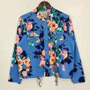 Chico’s Crescent City Bloom Woven Jacket Women’s Size M Snap Front Linen Blend