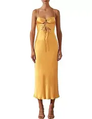 SHONA JOY ALMA LACE UP FRONT MIDI DRESS SIZE 14AU/ 10US RRP$330 NEW WITH TAG