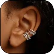 [HUASAI] Earring Cuffs Non Piercing Gold Cuff Earrings Clip on Cartilage Earrings Rhinestone Ear Cuff Earrings for Women Conch Helix earrings Gifts