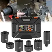 6 Pcs Spindle Nut Socket Set 41660D 4WD Axle Hub Lock Nut Socket Set Spindle Nut Remover Installer 1/2” Drive for Ford F250 F350 Dana 44/50/60, Toyota, GM Chevy, and Dodge, Lug Out Spindle Socket Set