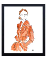 Ready2HangArt Girl In Camel Trench Framed Print Wall Art