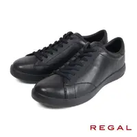 在飛比找momo購物網優惠-【REGAL】復古真皮素面綁帶休閒鞋 黑色(57BL-BL)