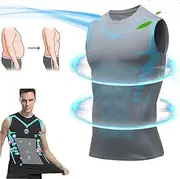 [Fumxincg] Men's New Compression Vest, Ionic Shaping Vest Ionic Shaping Sleeveless Top, Slimming Tummy, Elastic Sculpting Shapewear