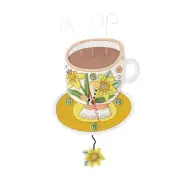 Allen Designs Cuppa Joy with Yellow Flower Pendulum Clock 6015367