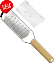 Zester Grater, Cheese Grater, Stainless Steel, Beech Handle, with Protector