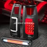 SMOKED HOUSING 3D LED BAR TAIL+TINTED 3RD BRAKE LIGHT FOR 88-00 CHEVY/GMC C/K