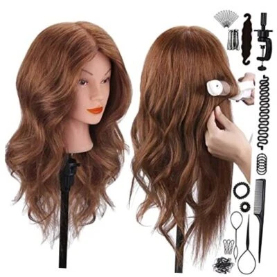 Mannequin Head with 100% Human Hair, SZCY LLC 18" Dark Brown Real Hair
