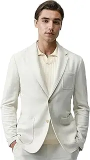 [Hudson Wellesley] Blazer for Men Cotton Blend Sport Coat Knit Casual Jacket Half Lining Two Buttons Notch Lapel Double Vent
