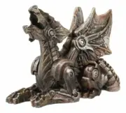 Small Steampunk Mechanical Robotic Cyborg Winged Dragon Lord Figurine Statue