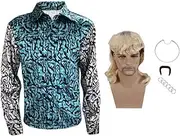 Mens Joe Shiny Sequins Shirt Button Down Dress Costume Shirt