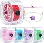 5 Rolls Bracelet String Kit, 0.8 mm Elastic Cord with Organizing Case, 295 Ft Stretchy Crystal Beading Thread for Making Beads Jewelry Clay DIY (Red, Pink, Blue, Green, Purple)