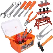 HOMOBABE 1 Set Tool Box Pretend Play Construction Set with Electric Drill Driver Storage Box Safe Realistic Experience for Boys Stimulates Imagination Creativity