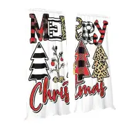 NNETM Snowy Serenity: 2PC Christmas Tree Farm Curtain Set with Snowflake Pattern