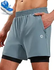 [Nepest] Men’s Mountain Bike Shorts 4D Padded MTB Cycling Biking Bicycle Riding Shorts with Zipper Pockets, Loose-fit
