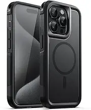 JETech Case for iPhone 15 Pro Max 6.7-Inch Compatible with MagSafe, Heavy Duty Dual-Layer Rugged Protection, Shockproof Protective Tough Phone Magnetic Cover (Black)