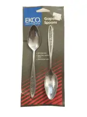 EKCO STAINLESS STEEL GRAPEFRUIT SPOONS USA VTG Lot of 2 NEW