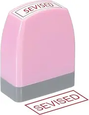 uxcell Sevised Notice Stamp Self Inking, Red Ink Office Stamps Pre Inked Message Stamp Refillable Business Stamp, Pink