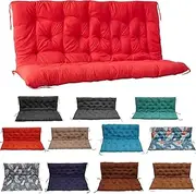 SOBOANT Porch Swing Cushions, Outside Bench Cushion with Backrest, 2-3 Seater Swing Cushion Replacement with 8 Ties, for Patio Garden and Backyard (Red,60 * 40 in)