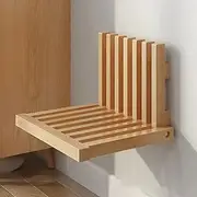 Wall-Mounted Folding Chair Entryway Stool Bench Solid Wood Slim Foldable Shower Seat Invisible Shoe Changing Stool for Living Room Bathroom, Save Space ＆ Fixed Mounting