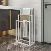 White Metal Towel Rack - 3 Bars Freestanding Drying Shelf Stand