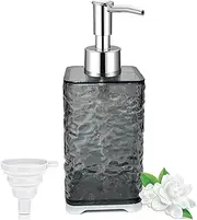 GKSCXEXE 400 ml Soap Dispenser, Grey, Plastic Soap Dispenser, Bathroom Hand Soap Dispenser for Kitchen, Sink Dispenser, Soap Dispenser Plastic with Funnel for Shampoo, Conditioner, Shower Gel