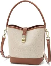[FOXLOVER] Fabric Bucket Crossbody Bags for Women Top-Handle Handbags Small Size Satchel Purse Trendy Twist Lock