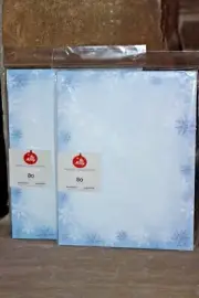 BE MERRY HOLIDAY GARTNER 80 X 2 (TWO SETS) BLUE SNOWFLAKE STATIONERY 8.5 x 11