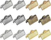 uxcell 300Pcs Ribbon Crimp Clamp Ends, 10mm Bookmark Pinch Cord End Clasps for DIY Craft Making, 6 Assorted Colors
