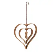 Garden 63cm Rust Metal Hanging Heart Orb w/ Hook Outdoor Ornament Patio Decor