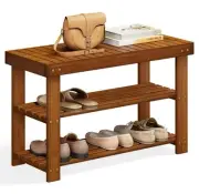 3-Tier Bamboo Shoe Rack Bench – Entryway Storage Organizer Seat
