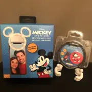 Disney Mickey Mouse Selfie Ring LED Light and Stand For Cellphones Bundle NIB