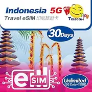 Happy 5G eSim Indonesia 30Days Unlimited Data Travel eSim | 15GB of 5G High-Speed Data Then 256kbps | Support iPhone & Android Devices | Easy Activation | No Need Registration