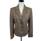 NWT Chaps Ralph Lauren Brown Herringbone Wool Blazer Size 8 Equestrian Professor