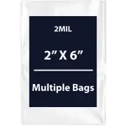 2Mil 2" X 6" | LDPE Clear Flat Poly Bags, Flexible & Durable | Multiple Bags