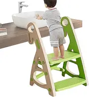 Step Stools for Kids - PP Toddler Stool, Kids Ladder with Sink | Non-Slip Kids Step Stool, Two Tier Stools for Nursery, Versatile Aid