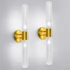 Wall Sconces Set of Two Acrylic Sconces Wall Lighting Gold Up and Down 2-Ligh...
