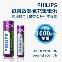 在飛比找松果購物優惠-【GOSHOP】PHILIPS 低自放 鎳氫 充電電池 AA